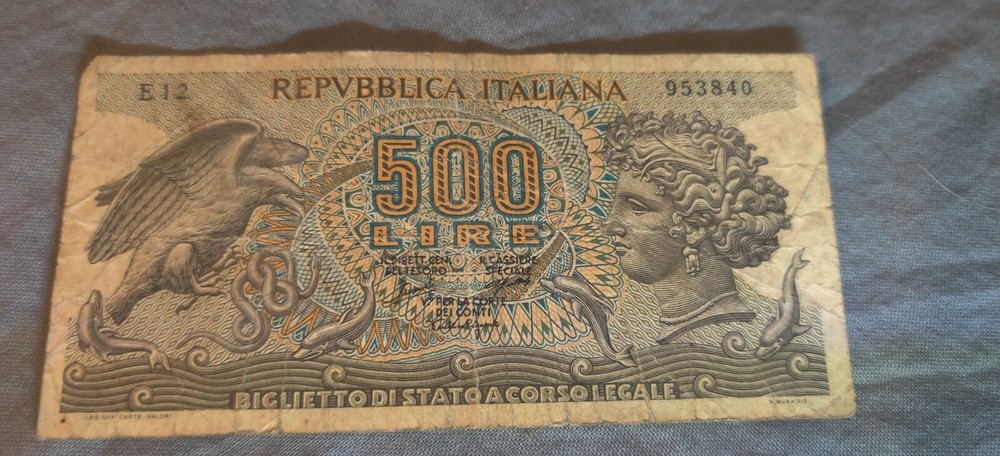 1966 Italian 500 Lire Note Italy