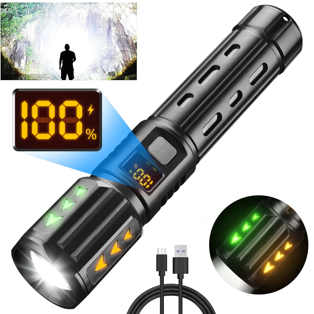 35000000 Lumen Super Bright LED Tactical Flashlight Rechargeable LED Work Light