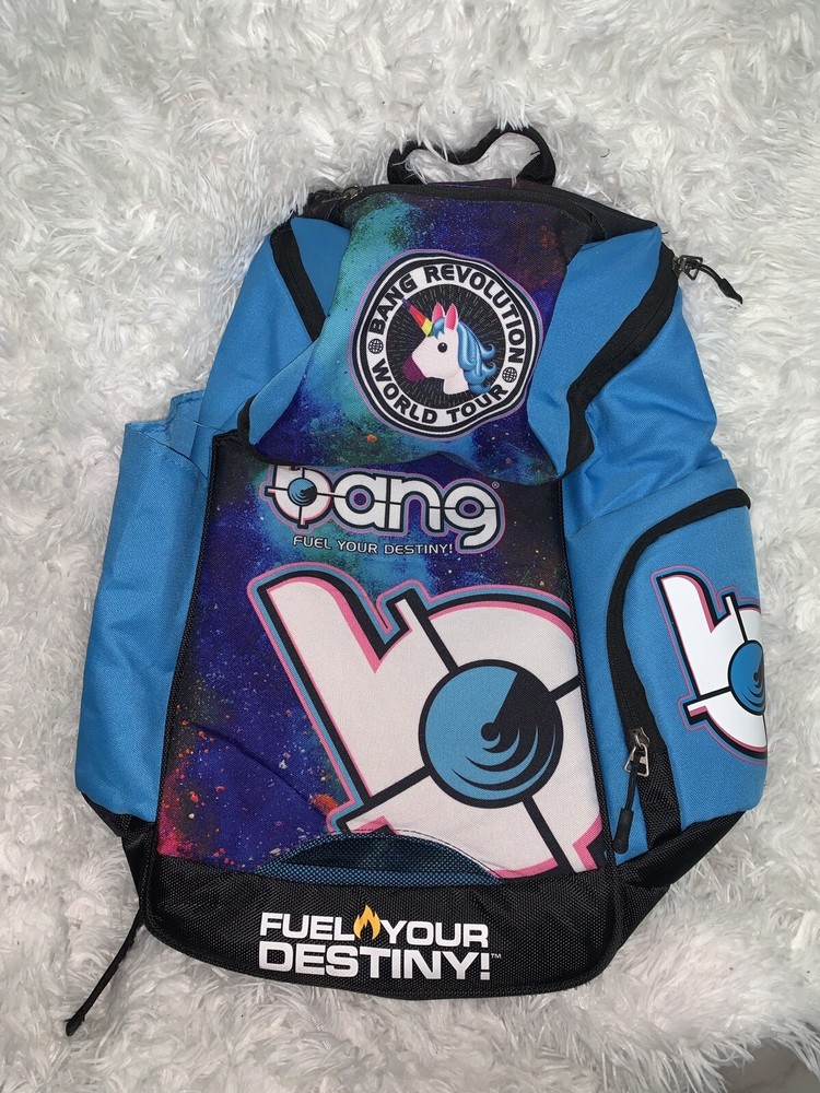 Bang Energy Drink Utility Backpack Cotton Candy Blue & HAT BUNDLE PRE-OWNED