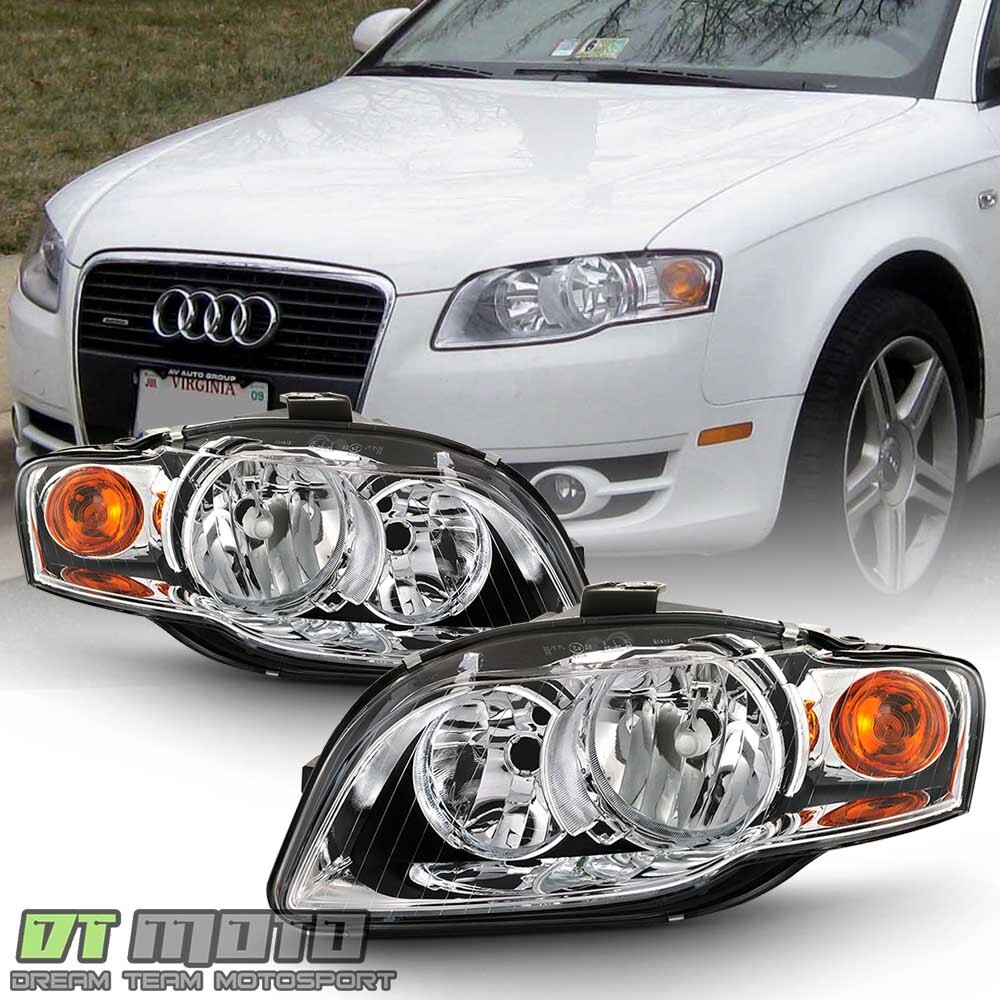 [Halogen Model] 2006-2008 Audi A4 S4 Headlights Headlamps Replacement Left+Right