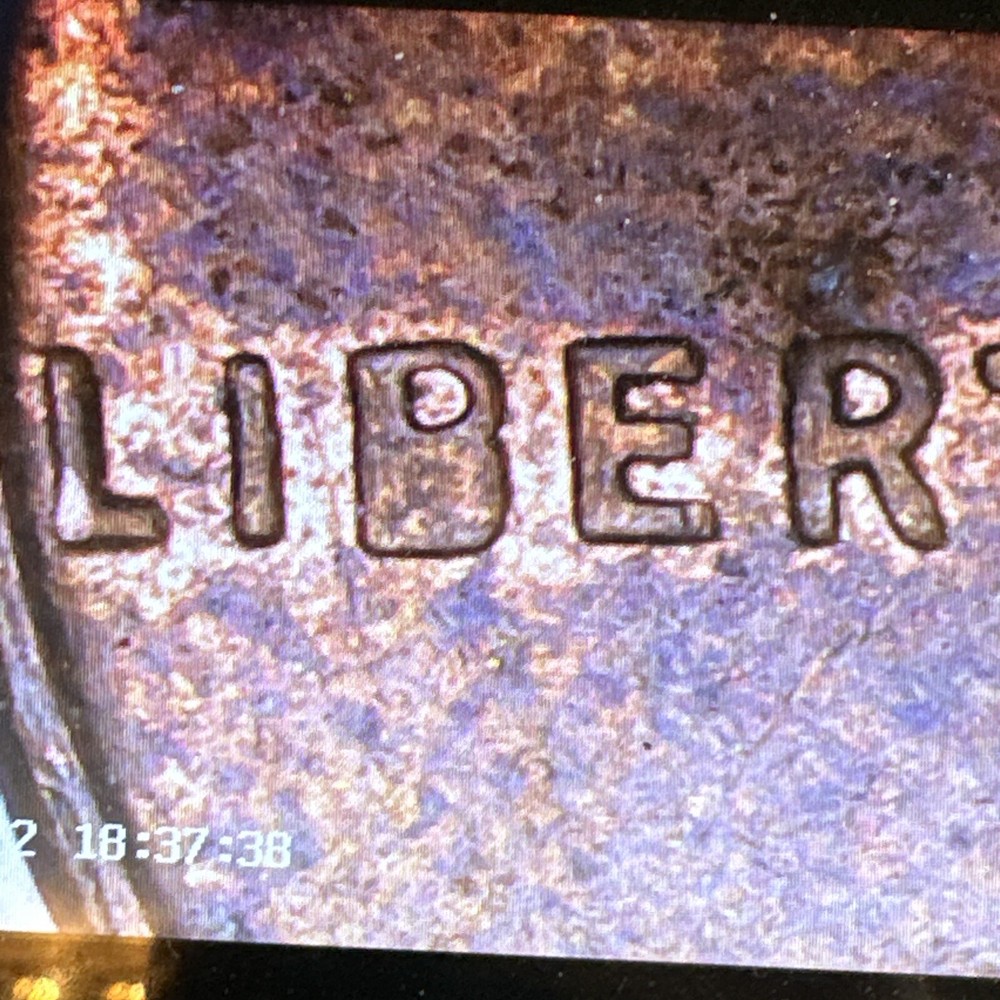 1957 D ERROR Wheat Penny / Die Chip Error Filled B