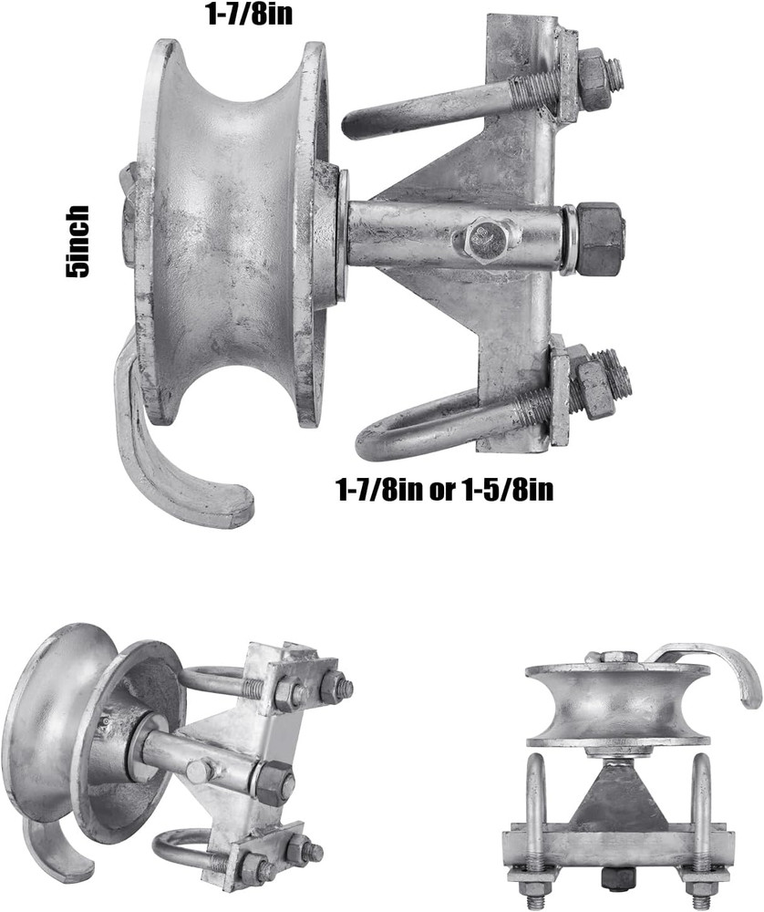 Sliding Gate Rollers Galvanized Steel Rolling Gate Hardware Kit for 2" (1-7/8")