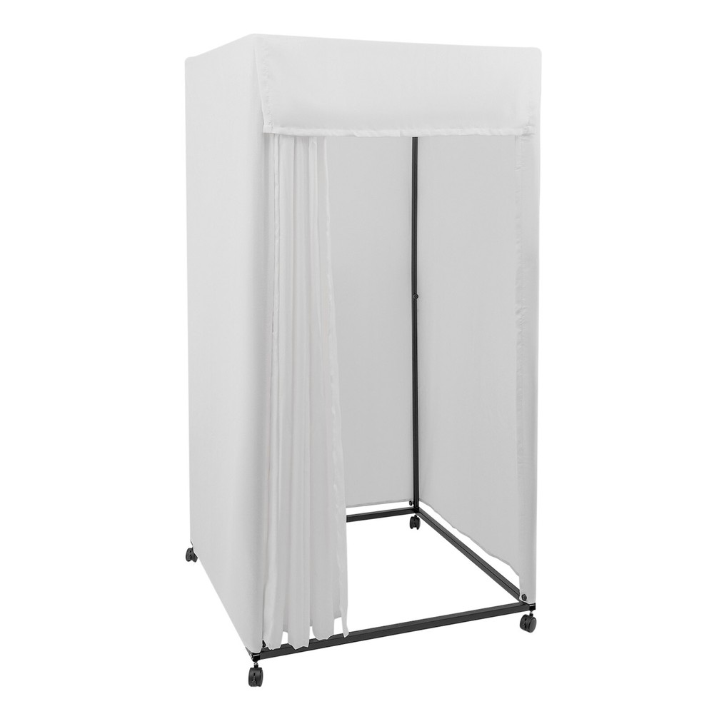 Portable Rectangular Dressing Room 4-Wheels Freestanding Movable Fitting Room