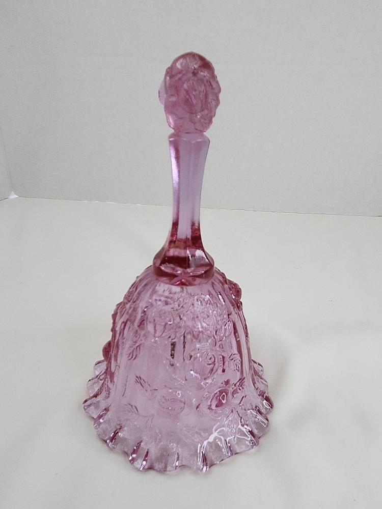 Fenton Bell Pink Cabbage Rose Ruffled Bottom - SIGNED 6.5"