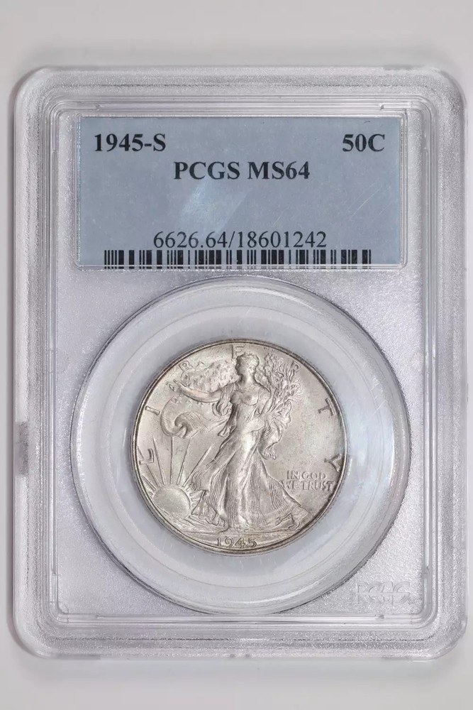 1945-S WALKING LIBERTY HALF DOLLAR PCGS MS64