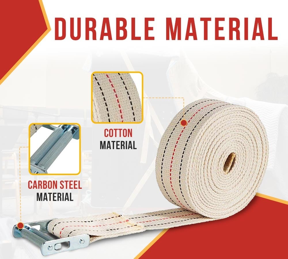 2" x 17' Piano Strap with Roller Buckle, Web Strap (4 Pack)