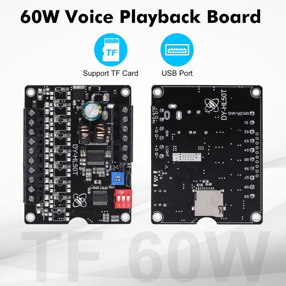 60W Voice Playback Module TF Card Music Player Sound Module for DIY Projects