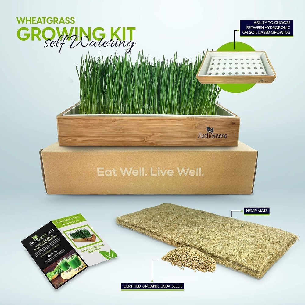Complete Wheatgrass Growing Kit with Biodegradable Mats