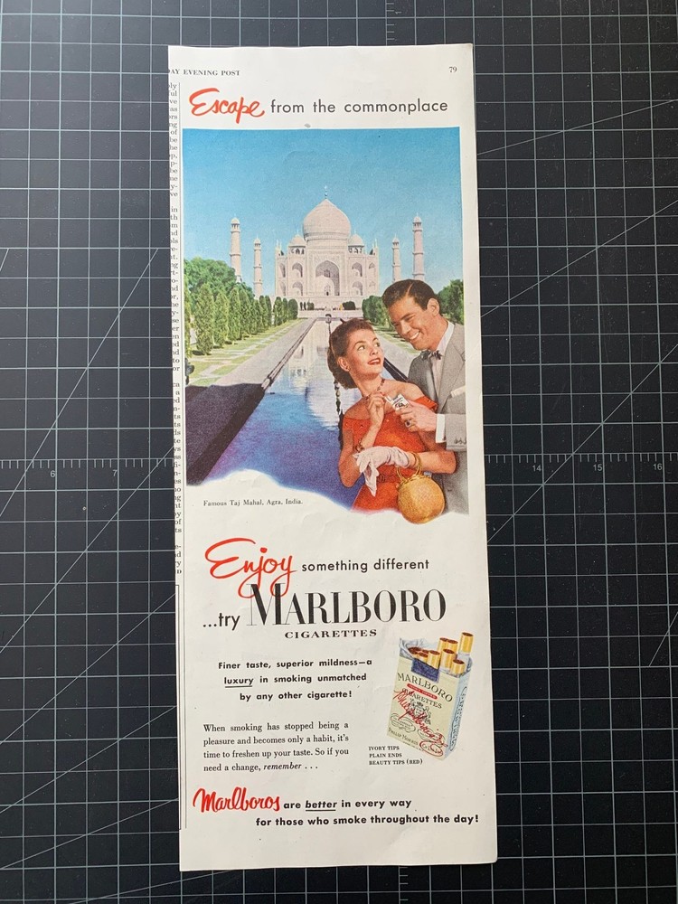 Vintage 1952 marlboro cigarettes print advertisement