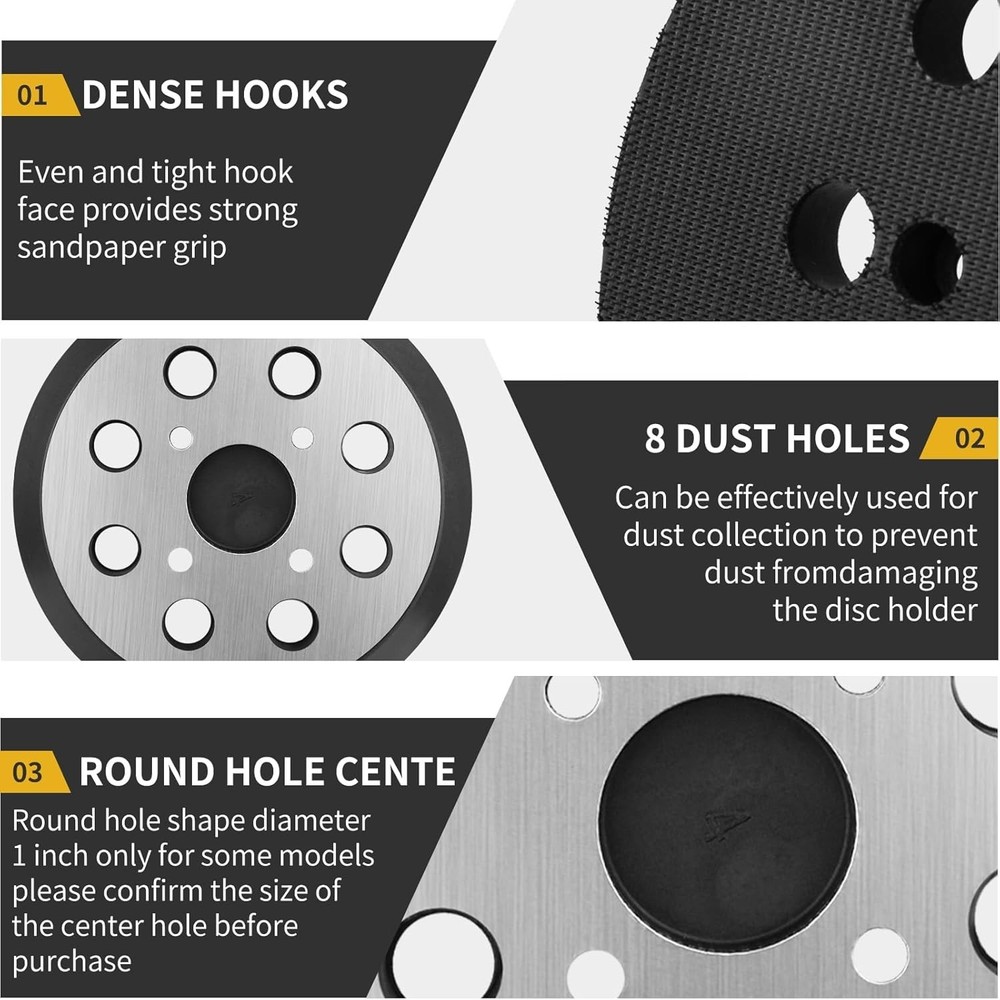 4-Pack 5" Hook & Loop Sander Pads for Ryobi & More
