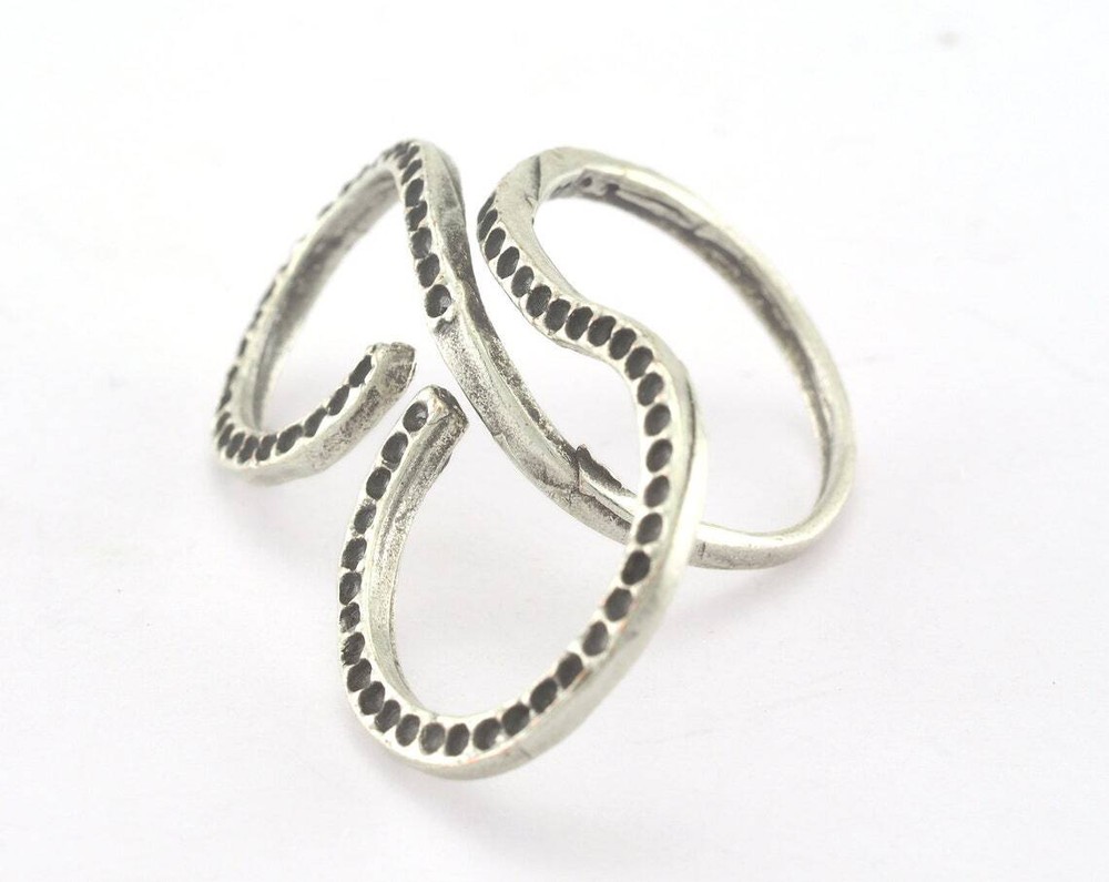 Ring Adjustable Ring Bezel Antique Silver Plated brass 8US size 2717