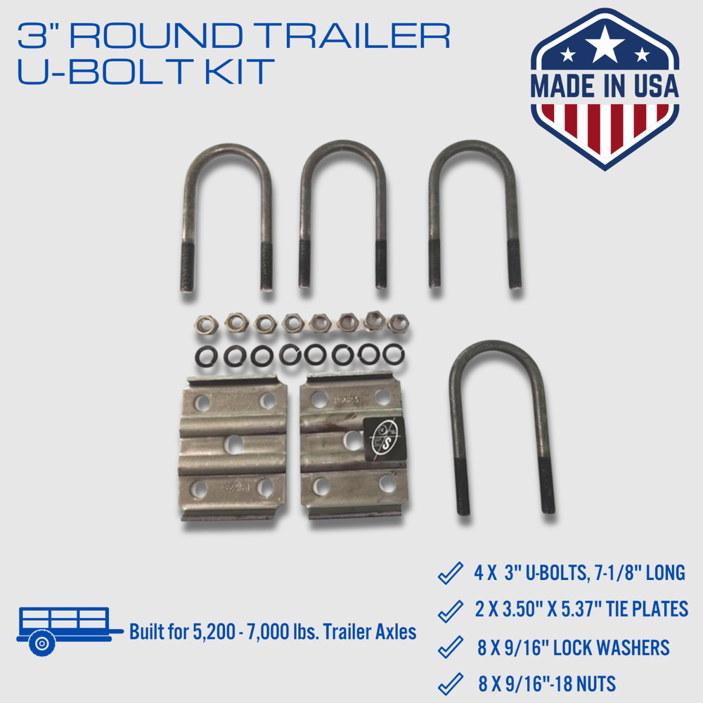 USA Made 7,000 lbs. Tandem Trailer Axle Kit (Leaf Springs, Hanger & U-Bolts)