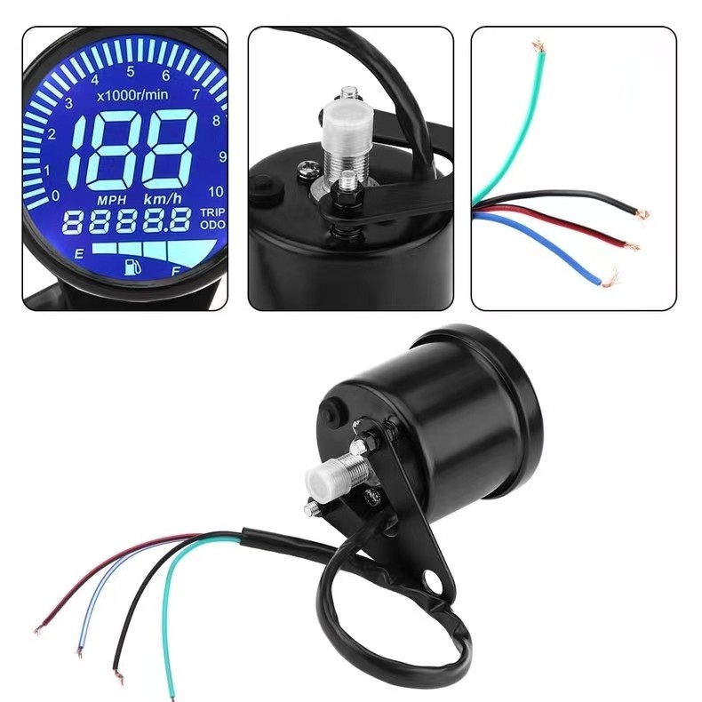 LCD Digital Speedometer Odometer Tachometer For Motorcycles Universal