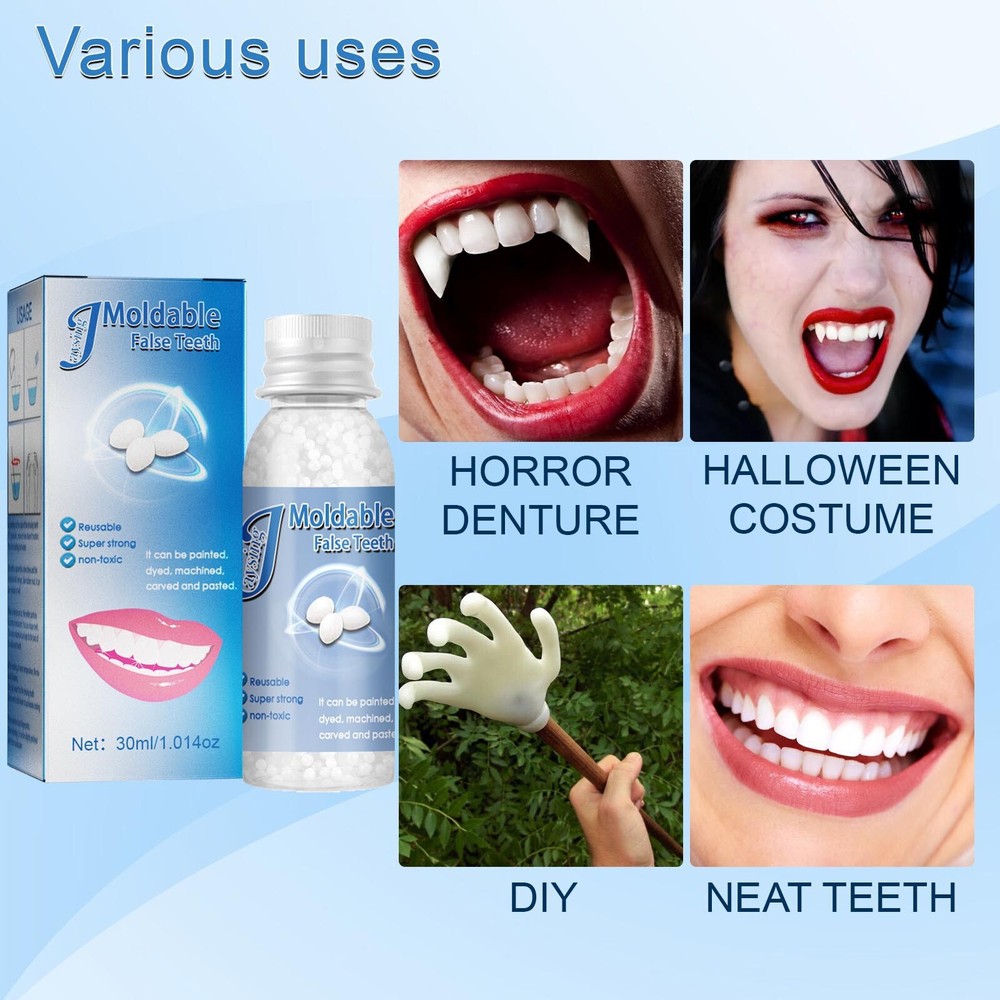 2×Resin False Teeth Solid Glue Temporary Tooth Repair Moldable Teeth Gap Denture