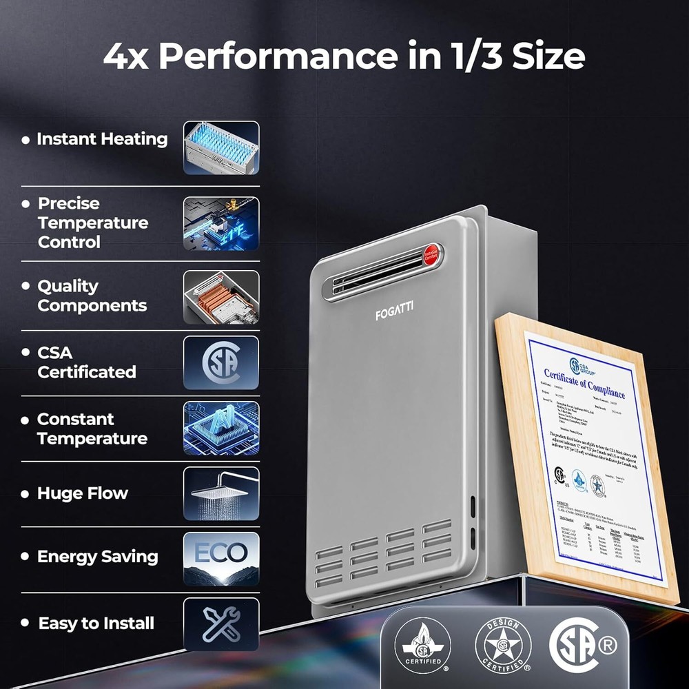 16L Tankless Water Heater Natural Gas Outdoor 120,000 BTU On Demand Hot Water