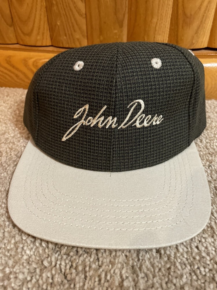 John Deere script strap back hat,