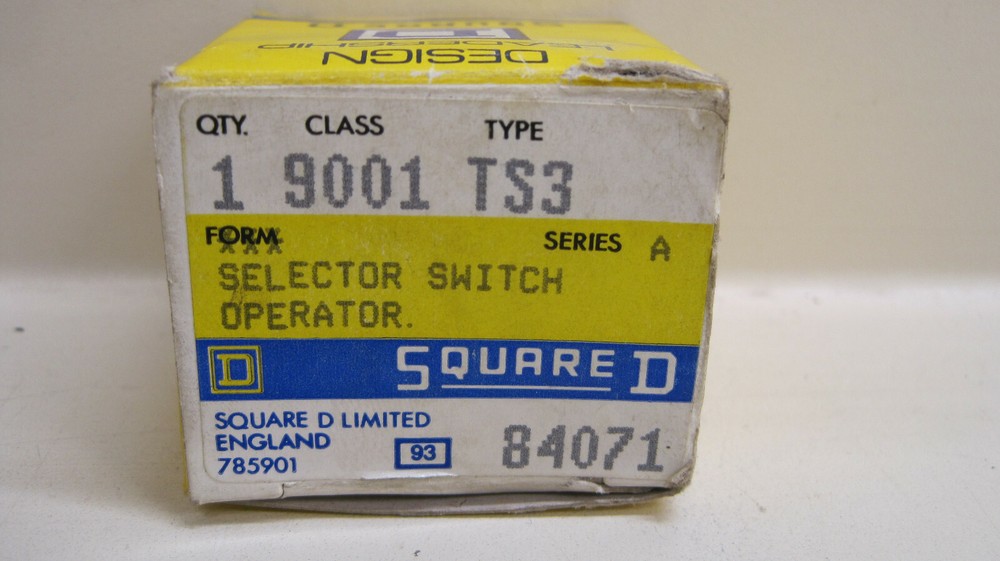 New Square D 9001 Type TS3 Ser A Selector Switch Operator Free Shipping