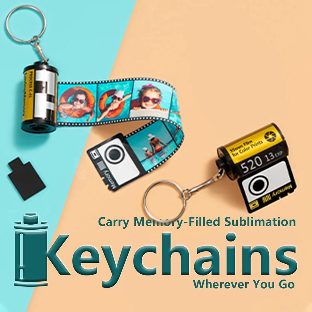 8 Pack Sublimation Memory Film Roll Keychain, Sided Sublimation Blank5487