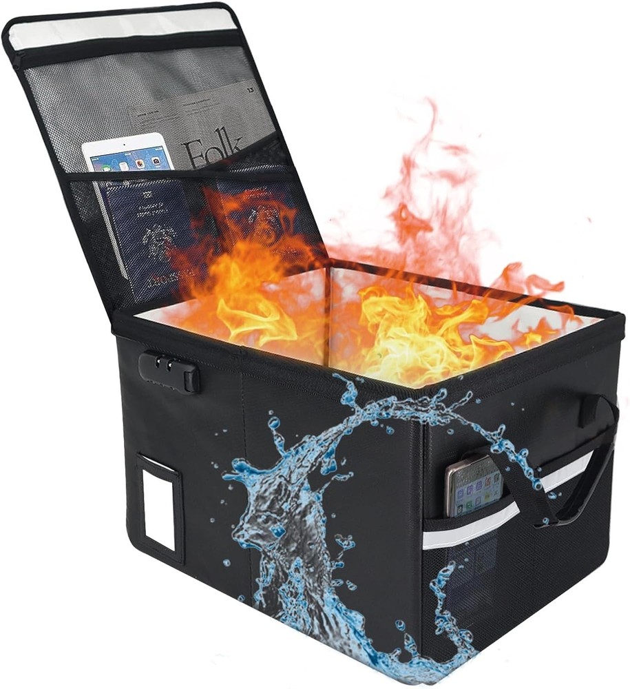 Secure Collapsible Fireproof Document Filing Box – Lightweight & Portable