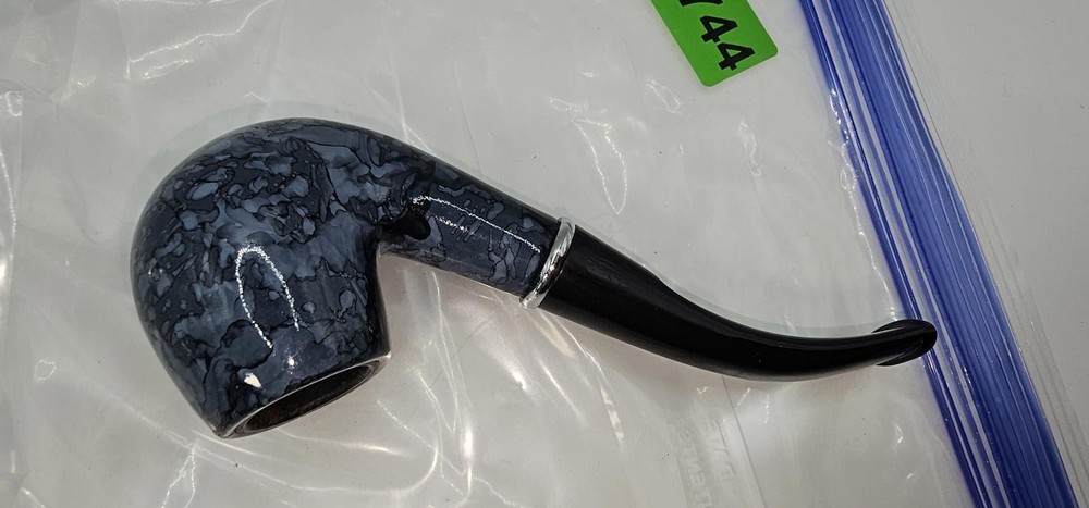 Blue and Black Smoking Pipe with Marble Pattern