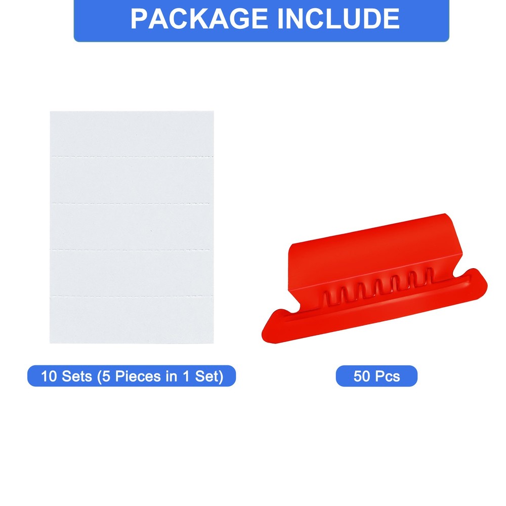 Hanging File Folder Tabs, 2 Inch File Folder Tabs and Inserts, Red, 50 Pcs