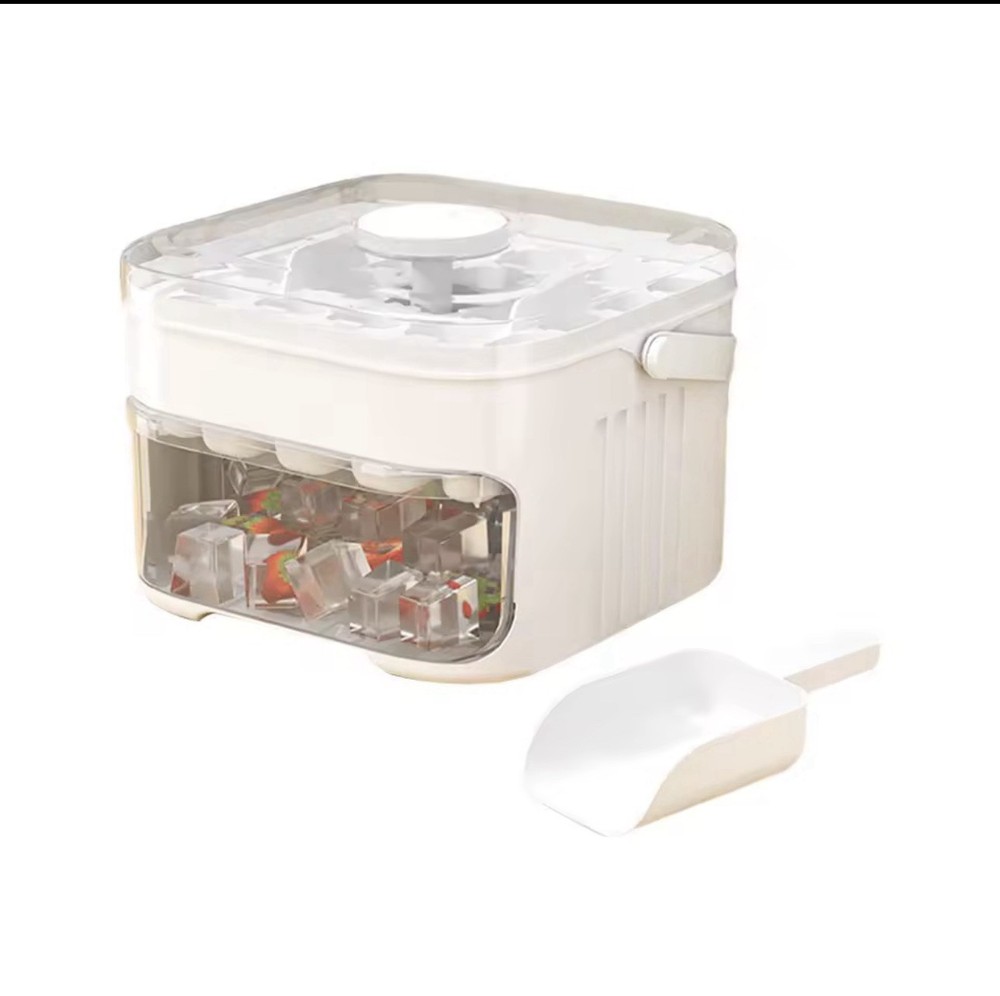 50Cube Ice Cube Maker With Easy Press Cap Double Layer Ice Box Refrigerator