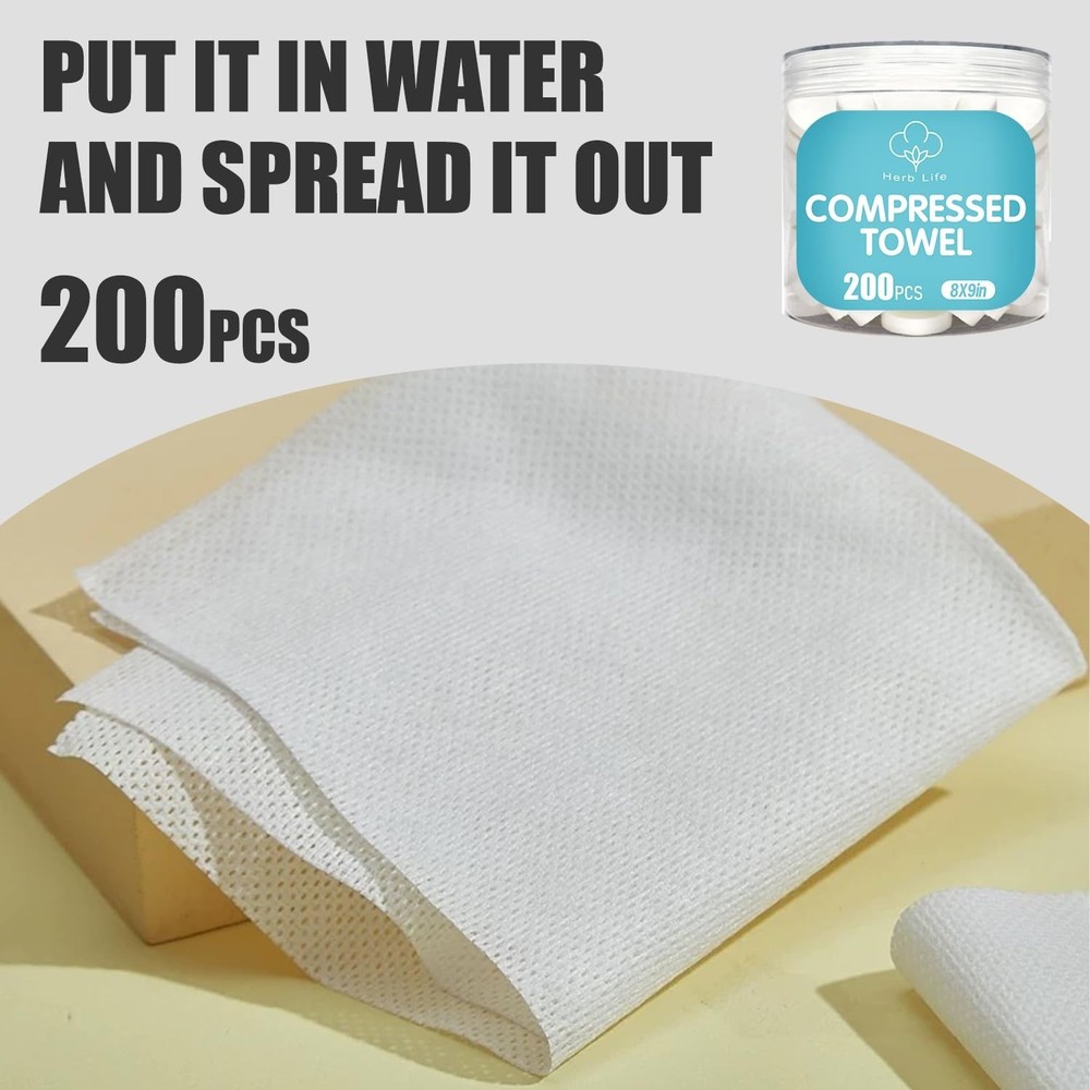 200 Pcs Mini Compressed Towels, Disposable Cleaning Towel, Compressed Hand Wi...