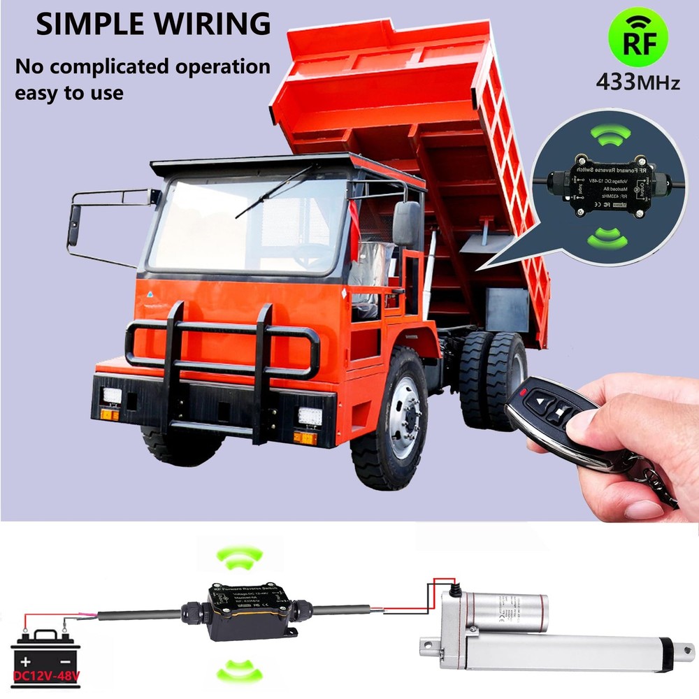 Forward and Reverse Remote Switch,DC 12V to 48V 8A Waterproof 12-48V