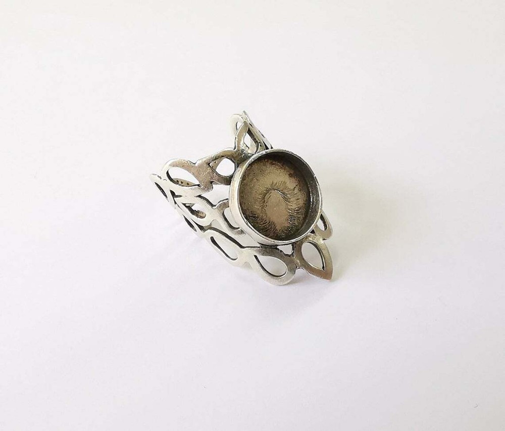 Wrap Ring Setting Blank Cabochon Mounting Adjustable Base Bezel Antique Silver