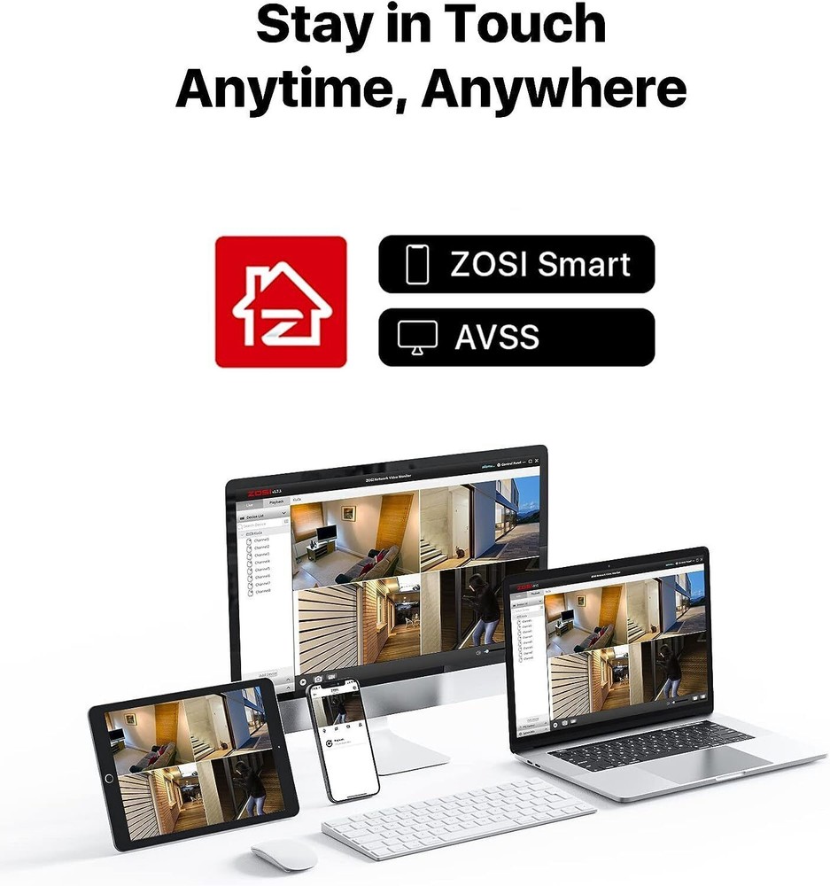 ZOSI 5MP PoE Security Camera System Motion Detection 2TB Weatherproof Record