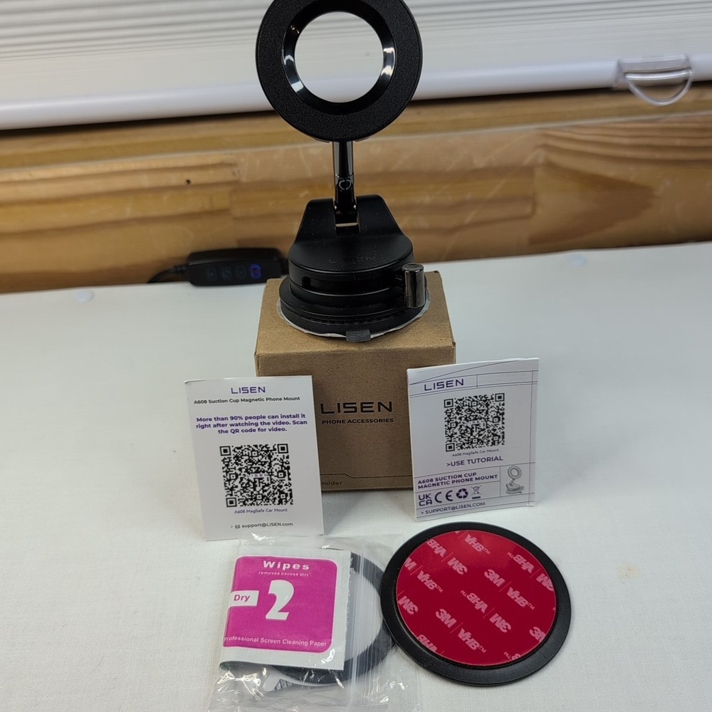 LISEN Mobile Device Cell Phone Flat Surface Adjustable Suction Cup Black