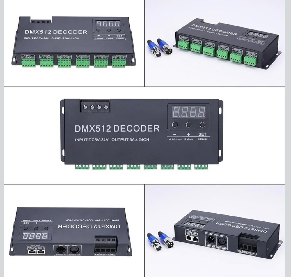 DMX512 Decoder-24 channel with Digital Display DC5V-24V RGB LED strip controller