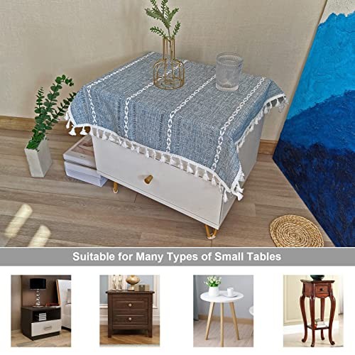 Rustic Bedside Square Small Tablecloth Striped 24" x 24" (Square) Blue