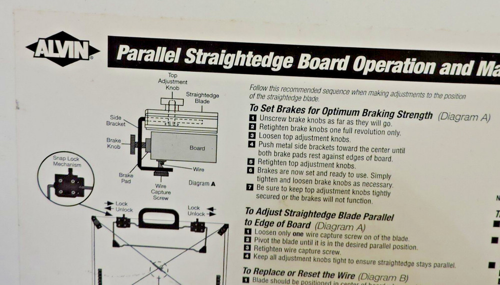 ALVIN 18"x24" Parallel Straight Edge White Drawing/Drafting Board With Case