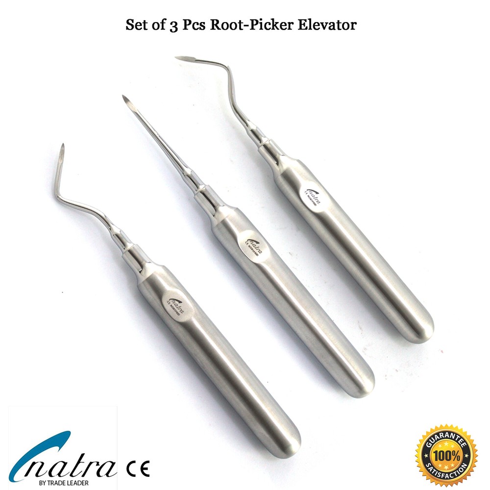 3 Pcs Dental Root Elevators HEIDBRINK Oral Surgery Luxating Root PICKER Elevator