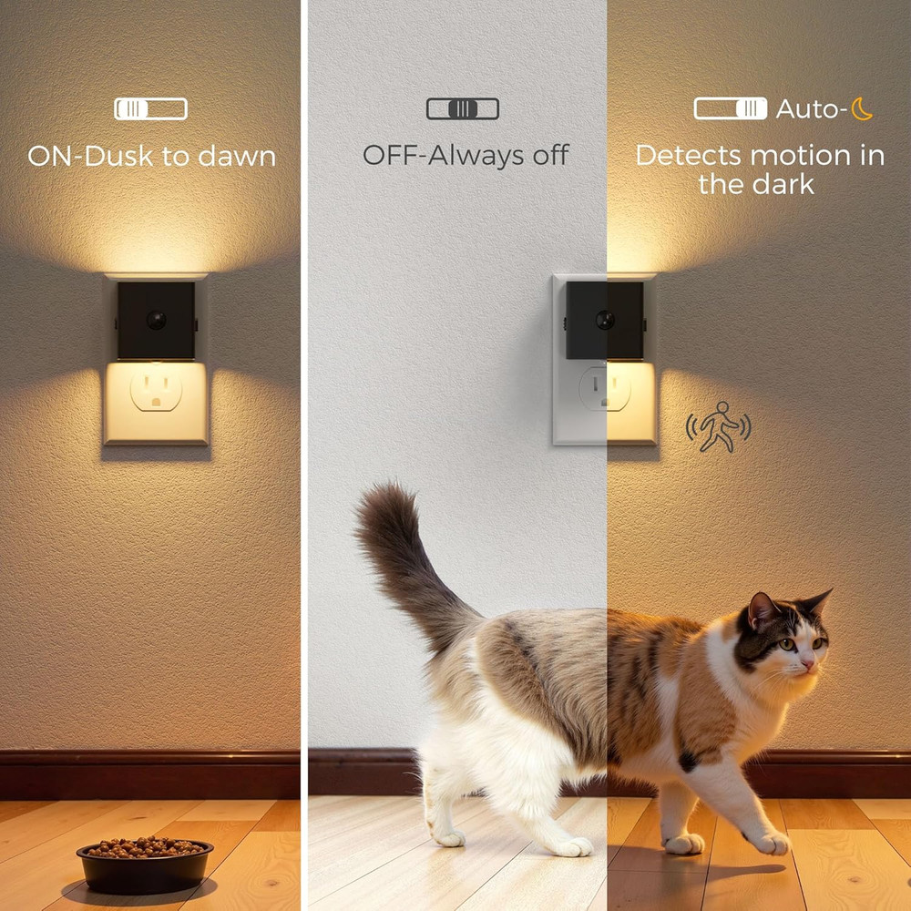 Motion Sensor Night Light, [2-Pack] Plug in Night Light with Motion Sensor and D