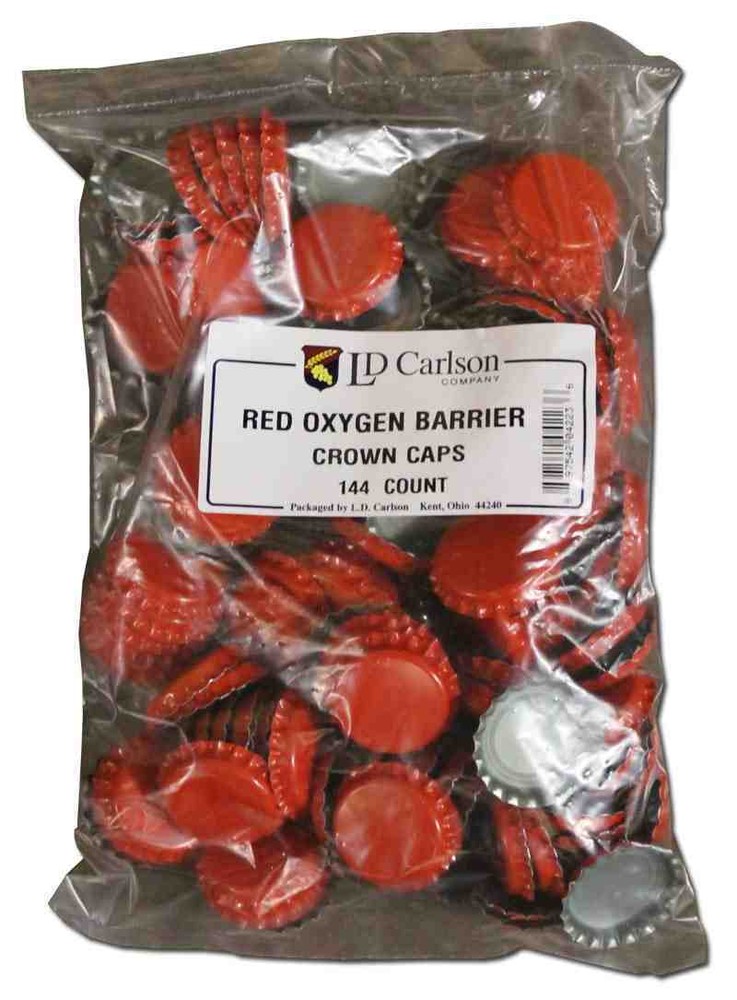 Red Oxygen Barrier Crown Caps for Home brewing - 144 count