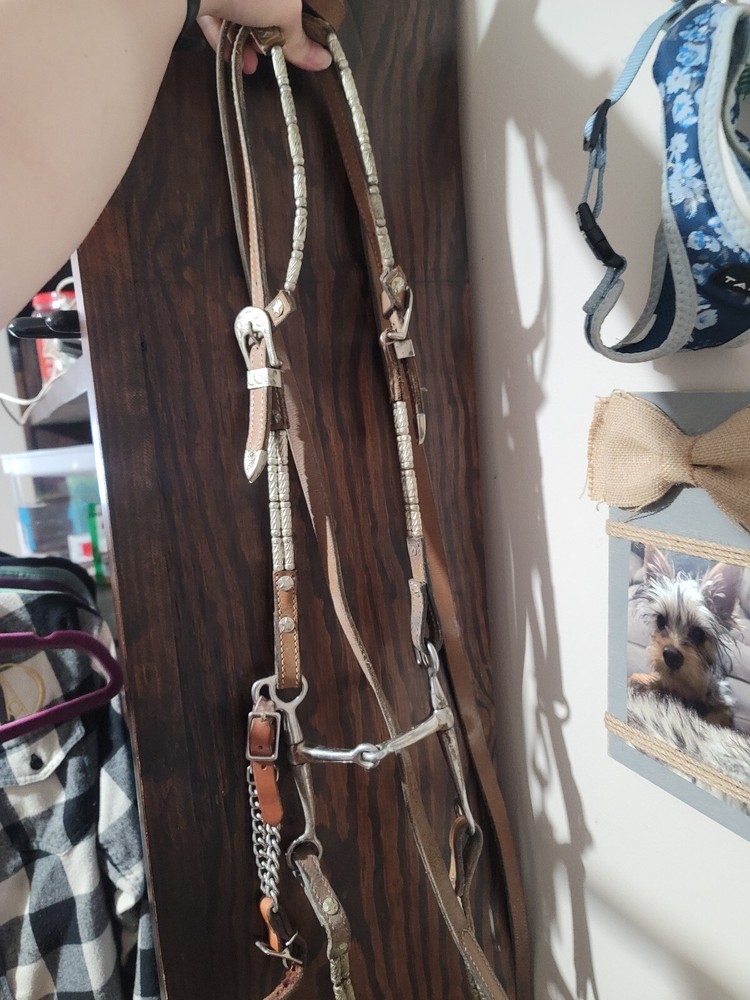 Silver Western Briddle Used On A Large Pony