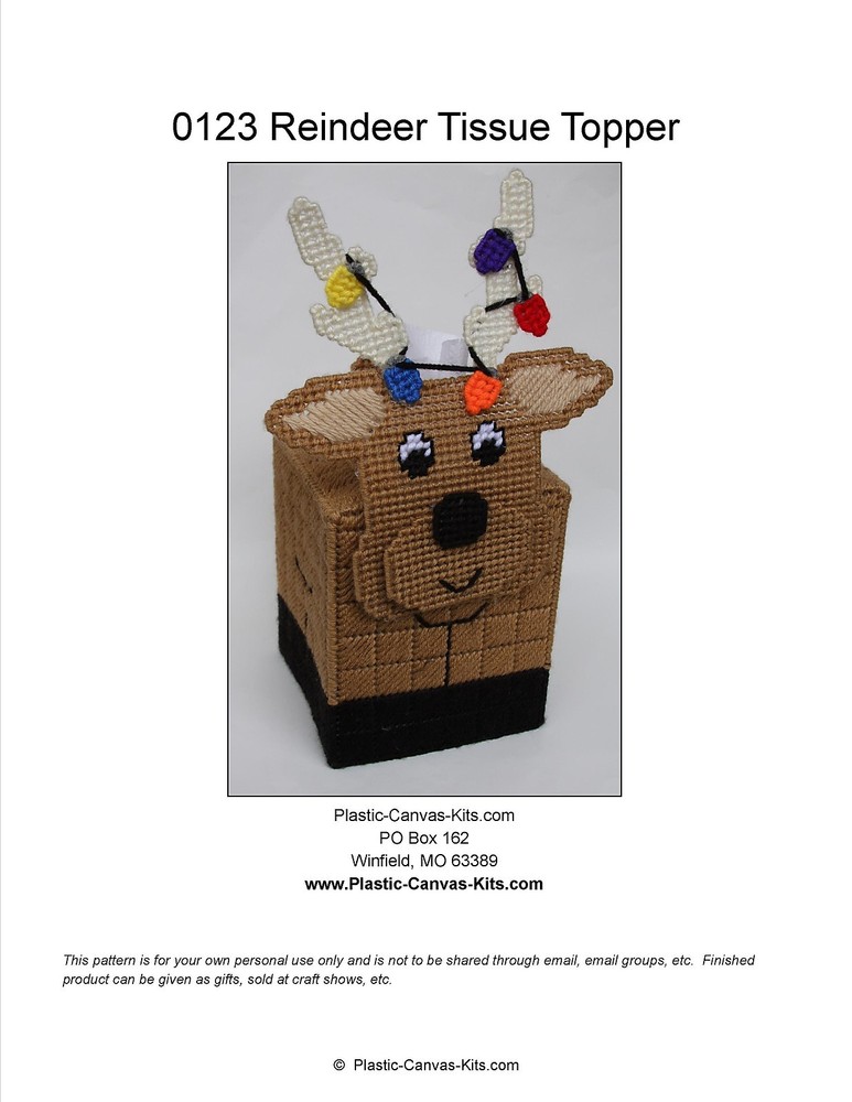 Reindeer Tissue Topper-Christmas-Plastic Canvas Pattern or Kit