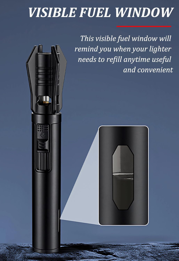 Torch Lighter - Windproof Jet Flame Refillable Butane Lighter with Adjustable F
