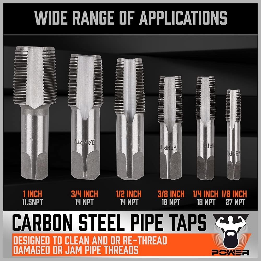 NPT Pipe Tap Kit - 6 Essential Carbon Steel Tools for Precision Threading