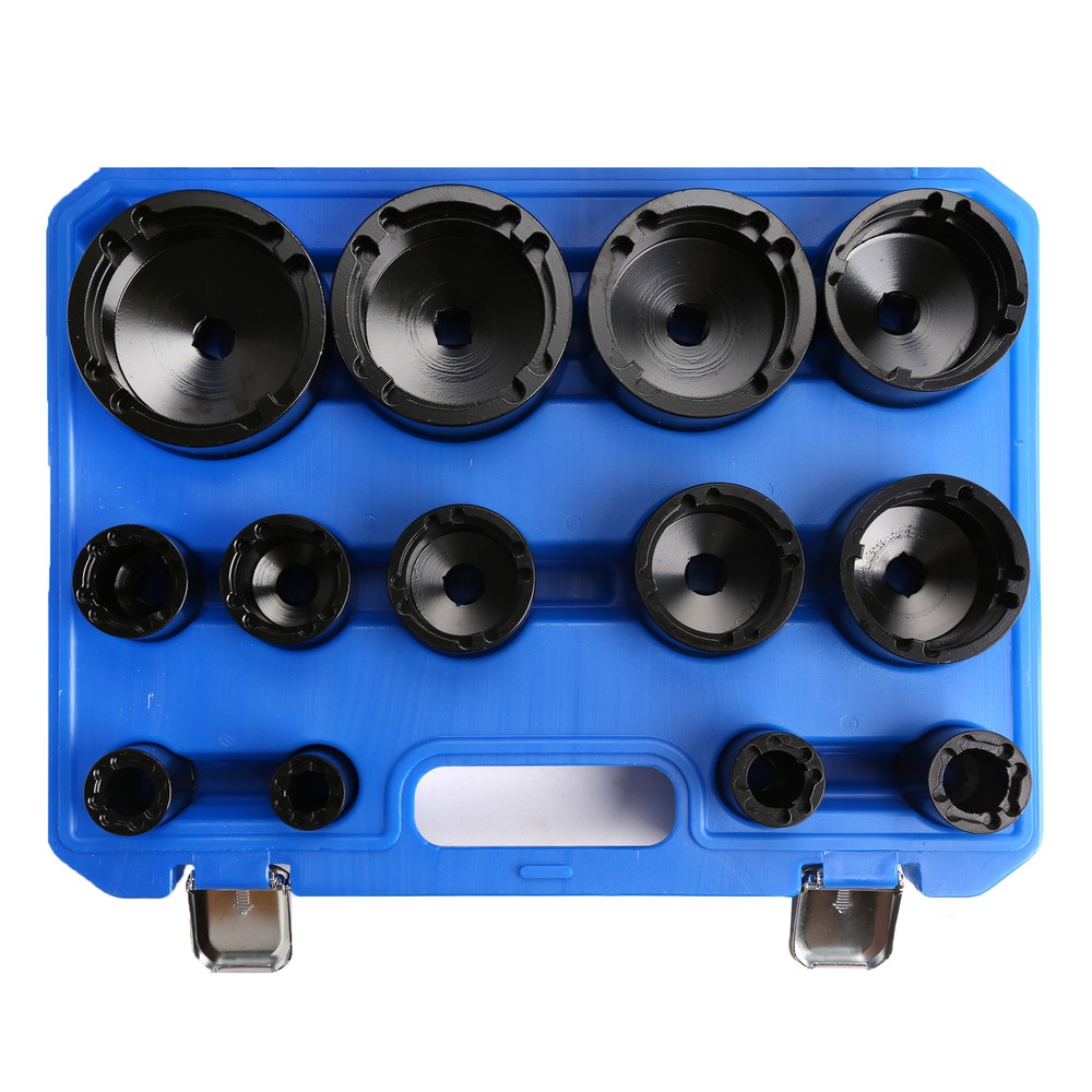 13pc Grooved Locknut Socket Set 1/2" dr. Internal Teeth 18 - 80mm 60mm Long Deep