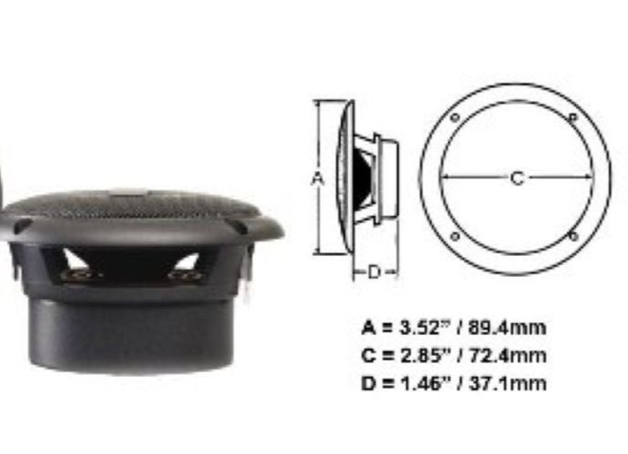 Poly-Planar 3" Grey Flush Mount Speaker MA-3013G (SINGLE )