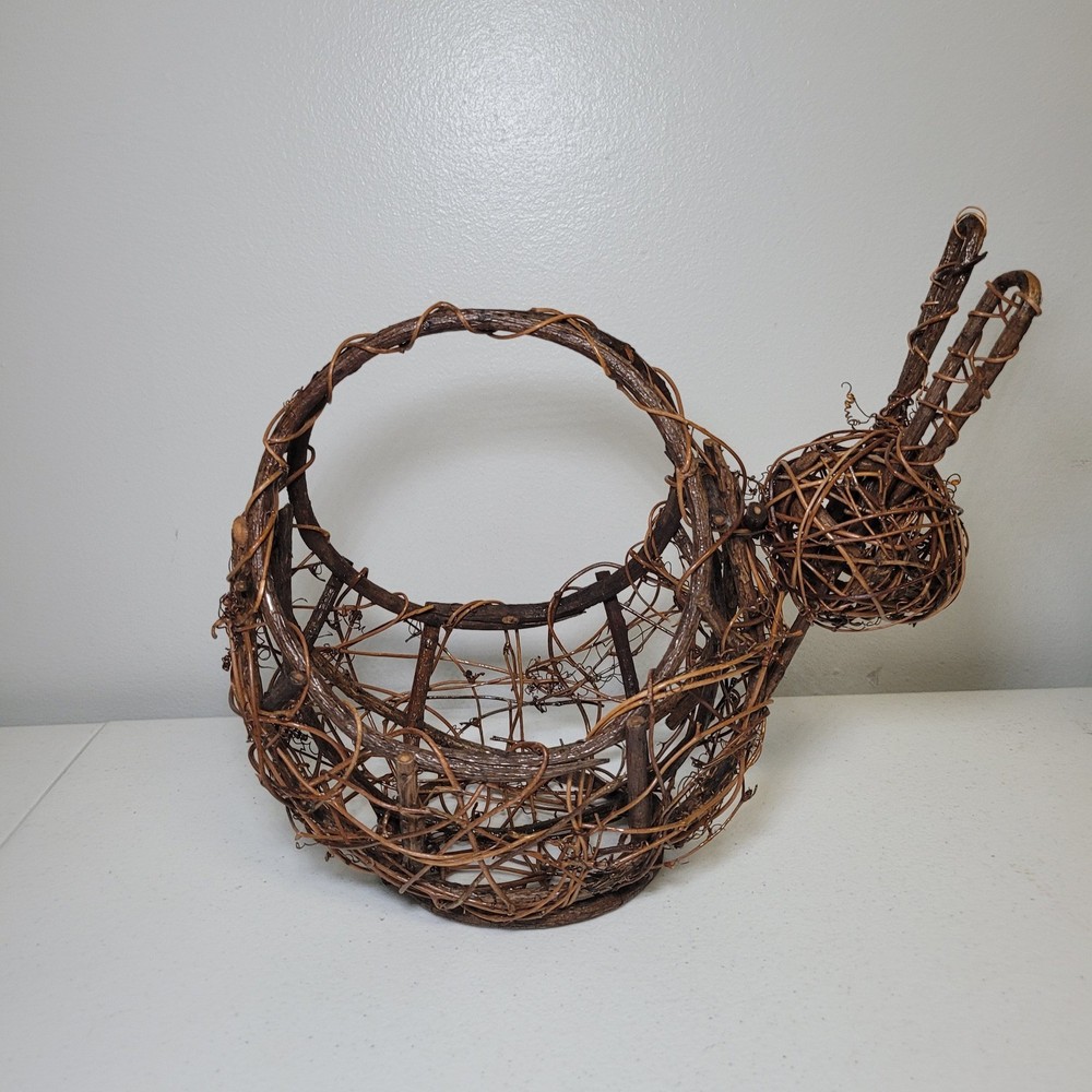 Rustic Bunny Rabbit Basket Egg Holder Grapevine Twig Easter Farmhouse Decor 10in