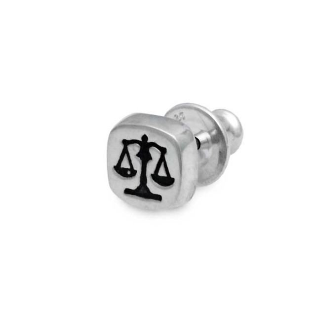 Dr MONROE Themis Scale Square Silver Stud Earring (Single)