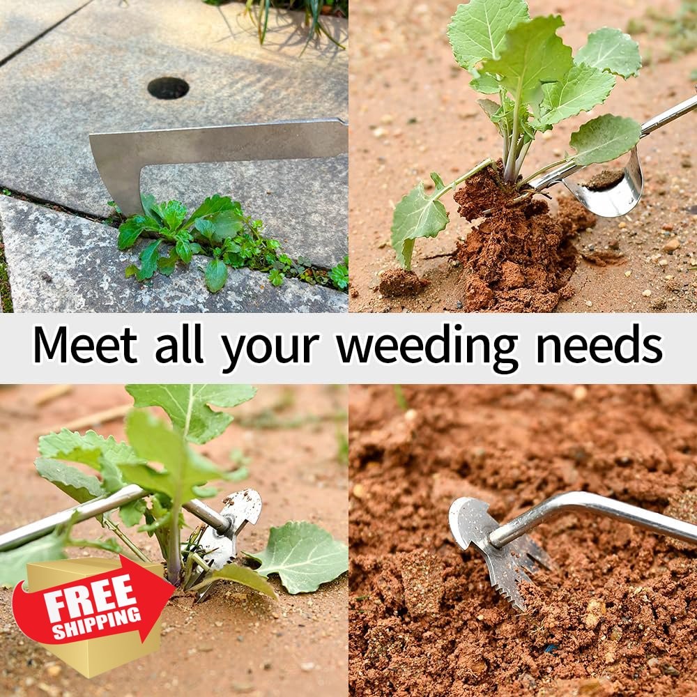 GANCHUN Weed Puller Tool 3 Pack Garden Stainless Steel Weeder