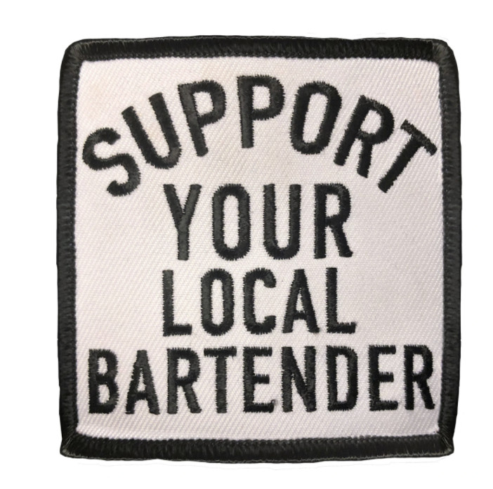 3" SUPPORT YOUR LOCAL BARTENDER BIKER EMBROIDERED PATCH