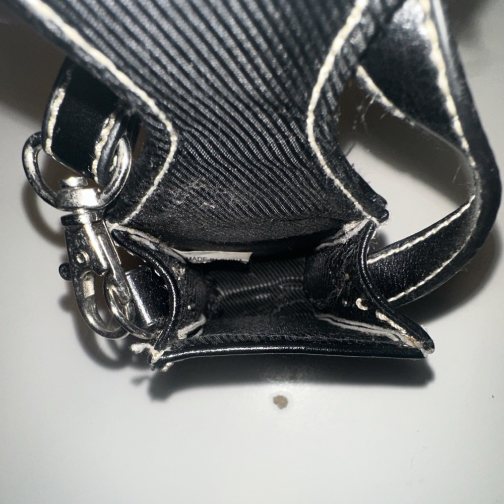 Black Leather Compact Camera Case with Accessory Compartments and Strap