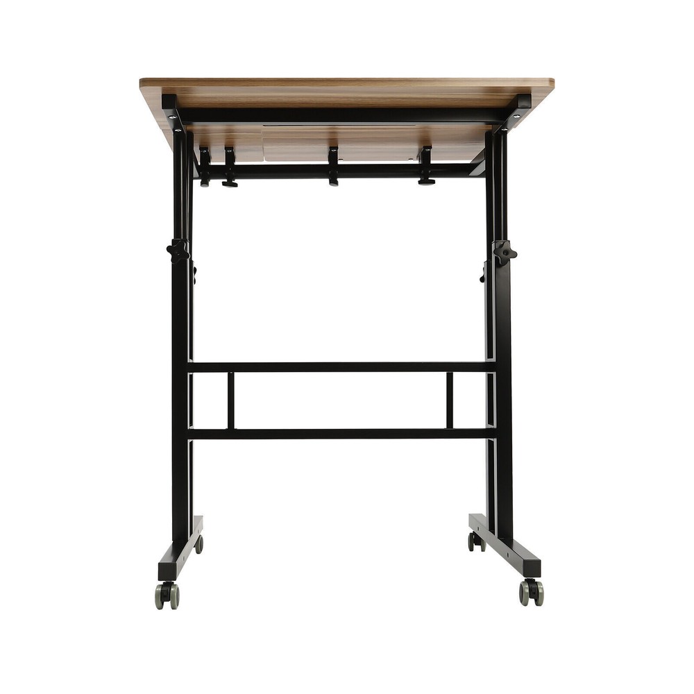 Rolling Laptop Desk Adjustable Height Computer Table Stand up Office Workstation