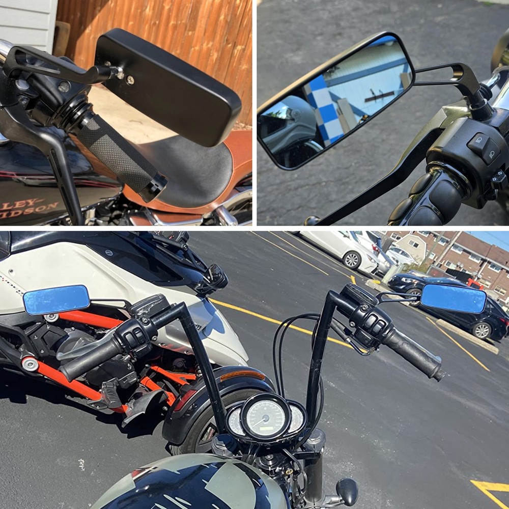 Black US Rectangular Motorcycle Rear View Side Mirrors For Harley Davidson V-Rod